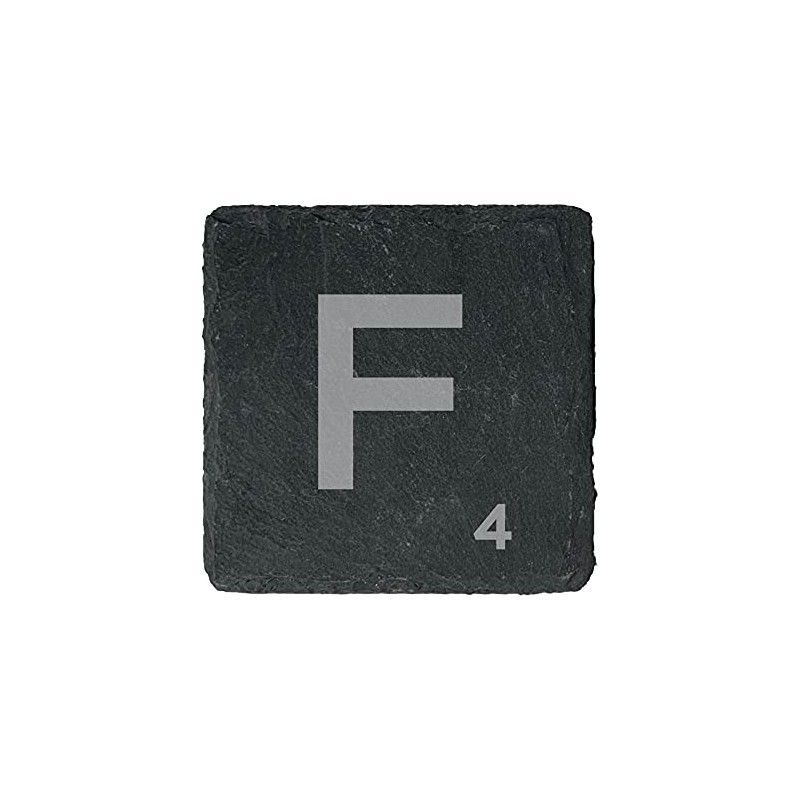 eBuyGB Scrabble Drinks Coasters, Square Slate Coaster, Individual Alphabet Letters,