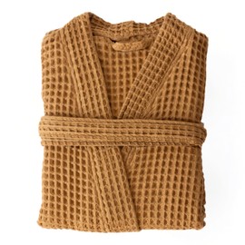 Viva Maison Luxury Waffle Robe Kimono for Womens & Mens, Soft Turkish Cotton Bathrobe, Cozy Waffle Knit Housecoat (US, Alpha, Large, X-Large, Regular, Regular, Caramel)