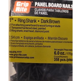 Grip-Rite GripRite ~ Panel Board Nails, 1" Ring Shank, DARK BROWN, 358 pcs.  1PBDBR