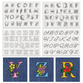 BENECREAT 4 Style 104PCS A-Z Flower Alphabet Water Soluble Hand Sewing Stabilizers, Boho Pattern Tear Away Embroidery Stabilizers for Carves, Shirts, Coats, Bags, Towels