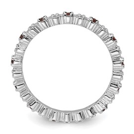 GemApex Eternity Ring Band 925 White Sterling Silver Stackable Expressions Garnet Diamond 0.04ct 0.27ct