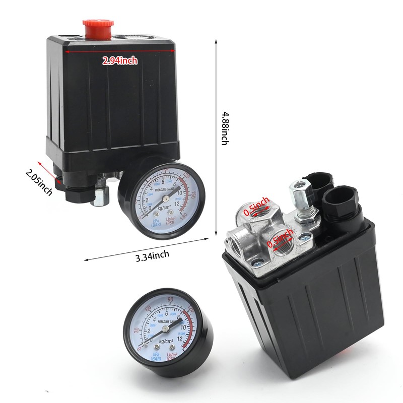 EATAKWARD Air Compressor Pressure Switch Control Valve, 0-180PSI Pressure Regulator