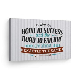 Smile Art Design The Road to Success and The Road to Failure Lettering Motivational Canvas Wall Art Inspirational Wall Art Entrepreneur Quote Canvas Print Modern Office Decor Gift 30x40