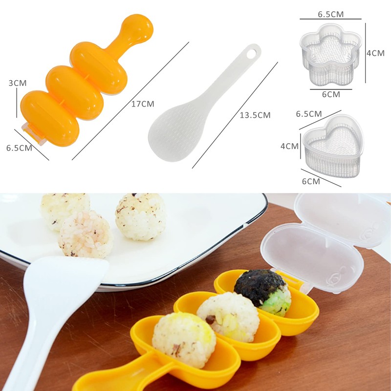 PFLYPF 1 Piece 3 Grid Rice Ball Mould with Rice