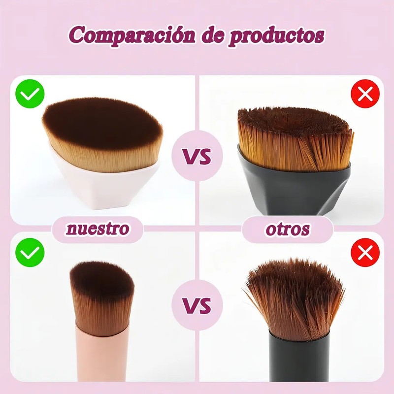 Brochas De Maquillaje Kabuki Para Base Con Esponja Color Rosa