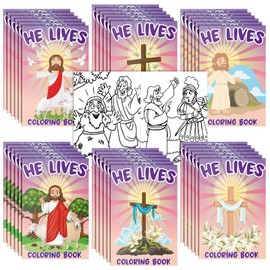Jetec Jetec 36 Pcs Religious Easter Mini Coloring Books for Kids Bulk Christian Mini Coloring Books Bible Verse Easter Gifts for Kid Christian Party Favor Sunday School Supplies Classroom Gift(Vivid Style)