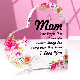 Mothers Day Gifts, Mothers Day Gifts, Mom Birthday Gifts, AAcrylic Heart-Shaped Decorative Sign Plaque Presents, from Daughter Son Grateful Birthday Christmas Valentines Gifts