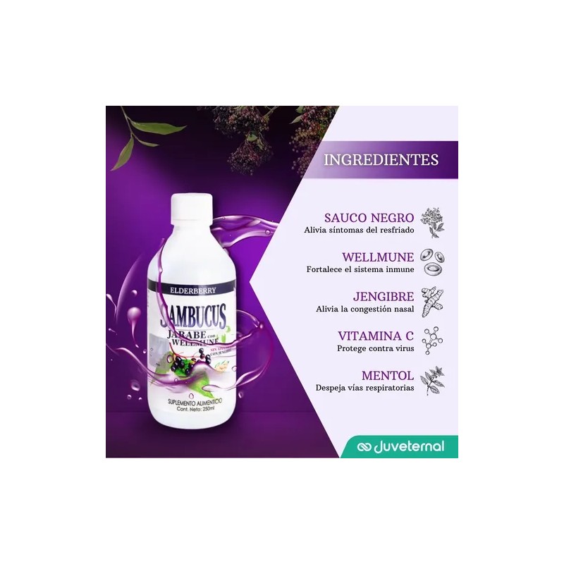 Anahuac Sambucus Jarabe Suplemento Alimenticio Frambuesa 250ml Saúco Negro