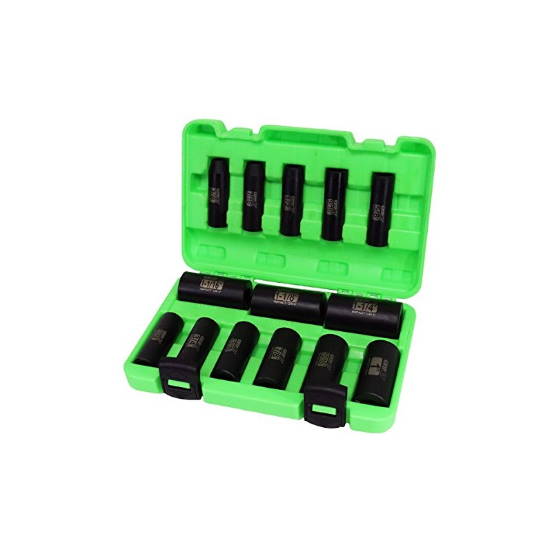 GRIP 73580 1/2-Inch SAE Deep Impact Socket Set, Black Oxide,