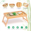 2 Pack Bamboo Bed Tray Table, Breakfast Tray w/Removable Bamboo