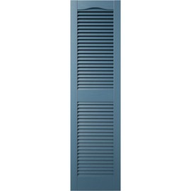 Ekena Millwork Lifetime Vinyl LL1S12X05500CB Standard Cathedral Top Center Mullion, Open Louver Vinyl Shutters, w/Installation Shutter-Lok's & Matching Screws (Per Pair), 12"W x 55"H, Classic Blue