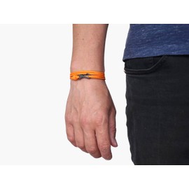 Sunset Zig Zag & Black Carabiner Climbing Bracelet, Made from Stainless Steel and Paracord, Adjustable, Handmade in The UK