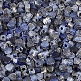 mookaitedecor 12pcs 14mm Heart Shaped Sodalite Large Hole Crystal Beads for Jewellery Making, Loose Love Heart Shape Healing Crystal Stone Beads for Crafting European Bracelet Macrame DIY Projects