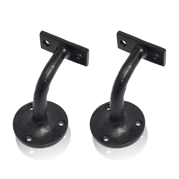 XFORT Smithy's Range Black Antique Handrail Brackets, Traditional Cast Iron