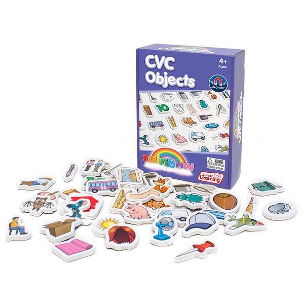 Junior Learning Rainbow CVC Objects Magnetic Foam Set, 40 Pieces, Ages 4-5, Phonics, Pre K-K