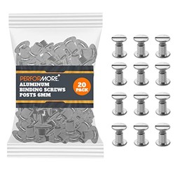 20 Pack of Chicago Screw Post Binding Screws, 6mm Nickel Plated Metal Screw Posts for Scrapbooking, Photo Albums, Binding Leather Repair