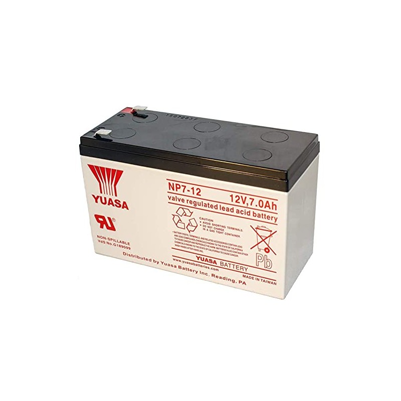Yuasa NP7-12 12V/7Ah Sealed Lead Acid Battery with F1 Terminal