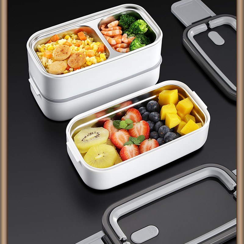Bento Box 304 Stainless Steel Microwaveable with Chopsticks and Spoon