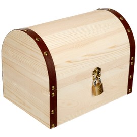 Glorex 6 2003 350 Treasure Chest with Pine Wood Castle, Approx. 27 x 18 x 20 cm, FSC Mix, Natural Treasure Chest for Painting, Gluing and Decorating