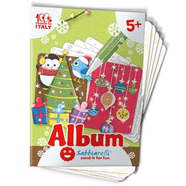 Sabbiarelli Sand-it for Fun - Album Die Weihnachtskarten: 5 vorgeklebte Papier, zum bemalen mit Sand (Sand Nicht enthalten), Sandbilder für Kinder ab 5+ Jahre 5+