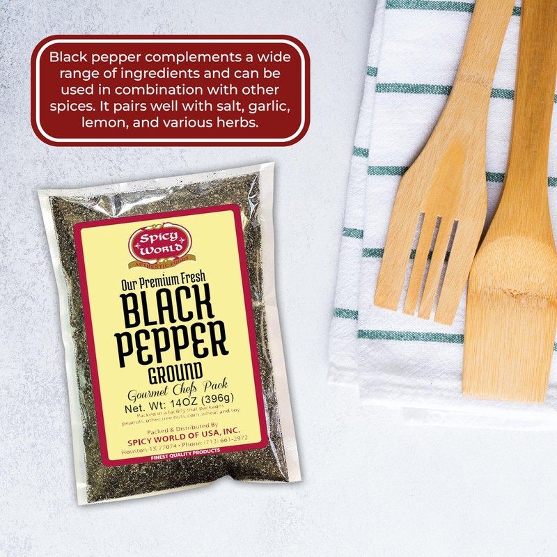 Ground Black Pepper Powder 14 Ounce Bag - Table Grind