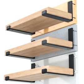MaybeRain Heavy Duty Shelf Brackets 10 inch (1/5") Thick, 6 Pack Floating Hidden Shelf Brackets, Rustic Industrial Shelf Brackets with Modern Iron Finish