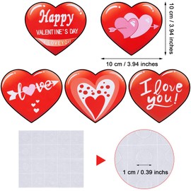 Zonon 50 Pieces Valentine Cutouts Red Heart Cutouts with Glue Point Dots for Bulletin Board Classroom Wall Decoration School Happy Valentine Wedding Anniversary Party Supplies