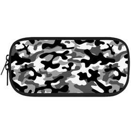 VOL&BASS Black White Camo Large Pencil Case For Girls Boys,Big Capacity Pencil Pouch Pen Bag With Flip Top Zipper,Back To School Supplies Pen Holder Box Organizer Office Student