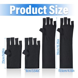 UV Shield Gloves Nails 2 Pairs Reducing Gloves for Gel Nails Manicure Gloves Professional UPF50+ Protection Skin Gel Manicure with Nail Lamp 23/39 cm Black