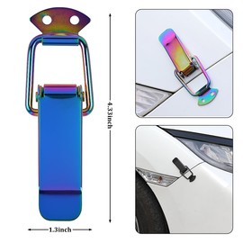 2PCS Car Bumper Clip Hasp, Metal Vehicle Front Rear Bumper Holder Security Hook Lock Clip Kit, Automotive Trunk Quick Release Fastener Hasp, Universal for Sedan Truck SUV (Multicolor/Large)