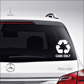Cans Only Recycle Sign for Car Truck Motorcycle Windows Bumper Laptop Home Wall Decor Vinyl Sticker Decal Size- [20 inch/50 cm] Tall/Color- Matte Black