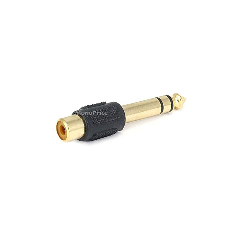 Monoprice 107150 6.35mm Stereo Plug to RCA Jack Adaptor, Gold
