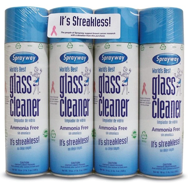 Sprayway 443331 Ammonia Free Glass Cleaner, 19 Oz. (4-Pack) (Packaging