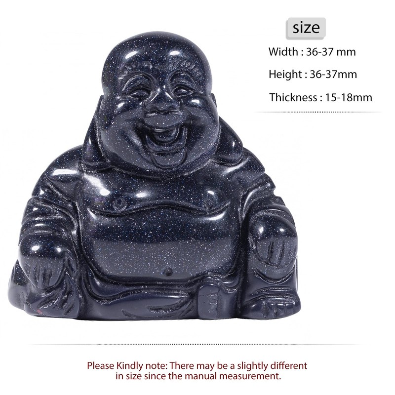 Amogeeli Blue Sand Stone Carved Small Happy Buddha Figurine for