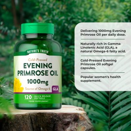 Evening Primrose Oil 1000mg | 120 Softgel Capsules | High Strength Omega 6 and GLA | by Natures Truth