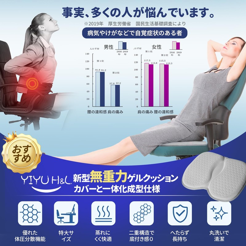 YIYU H&L Gel Cushion, Portable, Foldable, Sports Watching, Butt Painless,