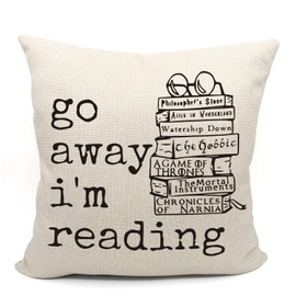 JIMOWANG Book Reading Nook Throw Pillow Case Modern Cushion Cover Square Pillow Cover Decoration for Sofa Bed Chair Car 18 x 18 Inch