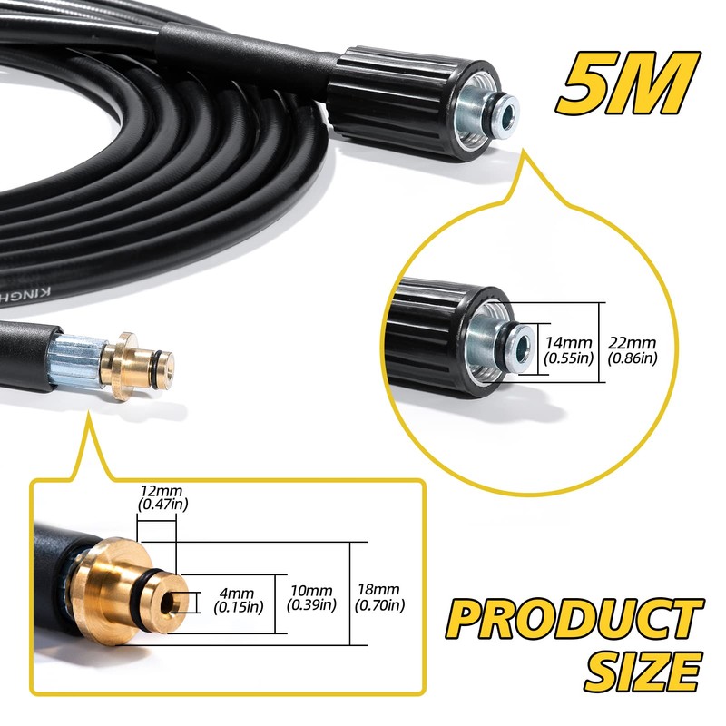 YUET 5M High Pressure Washer Replacement Hose for Kärcher K