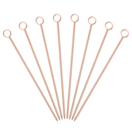 sourcing map 8 Pcs Stainless Steel Cocktail Picks, 4.25" Martini Picks Fruit Sticks Metal Skewers Reusable for Drinks Olives Appetizers Fruit Decorative, Rose Gold (Ring)
