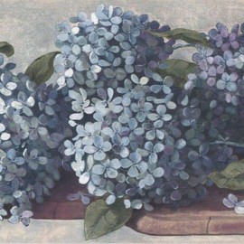 CONCORD WALLCOVERINGS ™ Wallpaper Border Floral Pattern Flowers Leaves for Living Room Bedroom Cottage, Blue Green Lilac, 15 ft by 10 in TT5222B