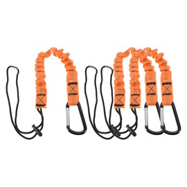 MECCANIXITY Retractable Tool Lanyard 2ft with Single Aluminum Buckle and Adjustable Loop End, Maximum Weight Limit 10KG / 22lb, Safety Fall Protection Tools Leash, Orange 3 Pack