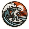 Wikineon Shark Surfing Patch Iron-On & Sew-on | Stylish Adult