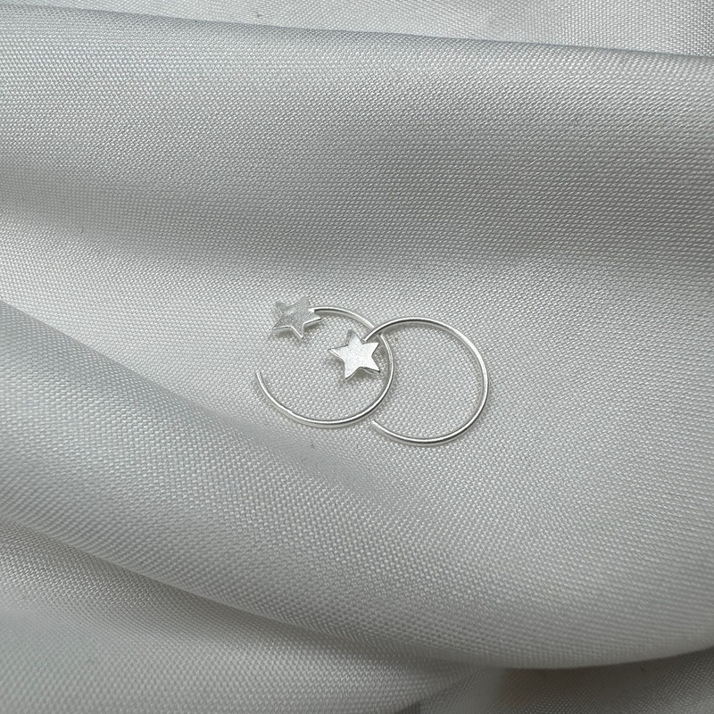 Sterling Silver Star Pull Through Earrings