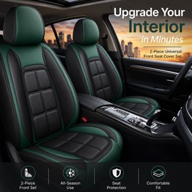 2-Piece Universal Front Car Seat Covers – Full-Cover Artificial Leather Seat Protectors for Cars, SUVs, Trucks & Vans