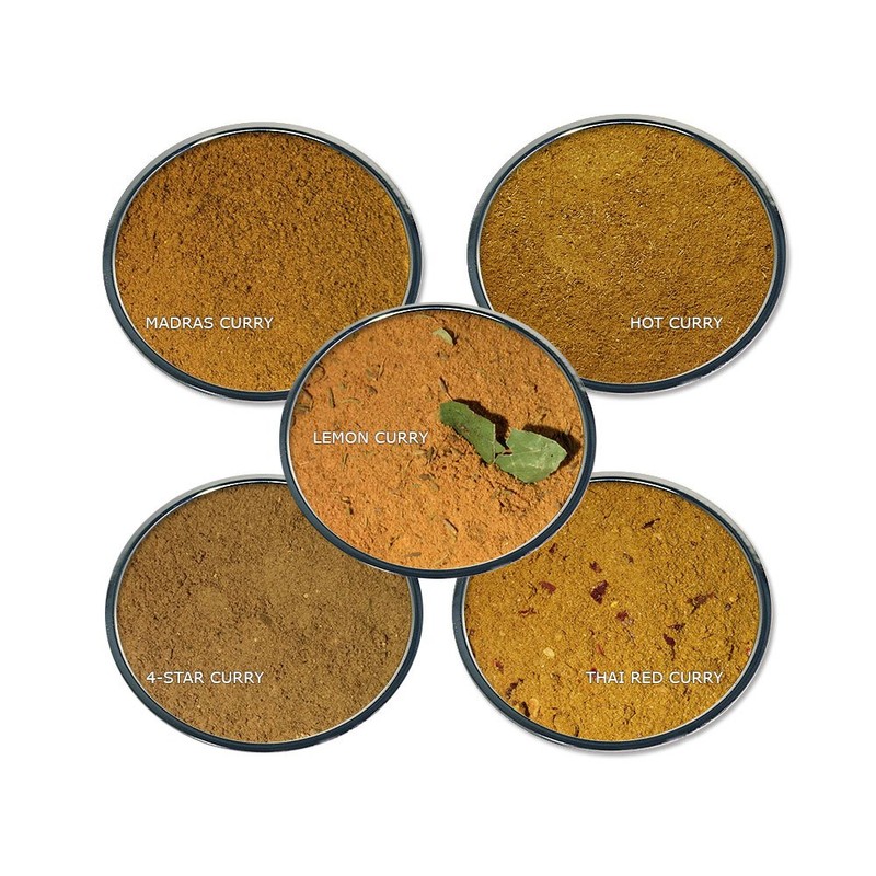 Curry Spices Gift Set - Contains: 5 different spice jars