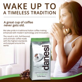 Danesi Caffe Italian Coffee Beans (Whole Roasted Coffee Beans for Espresso) - Espresso Coffee Beans (Medium Roast Whole Bean) Coffee Bean - Coffee Beans Espresso - Coffee Whole Bean - Decaf (4.5lb)