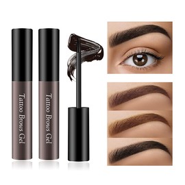 LOKFAR 2 Pcs Peel Off Tattoo Eyebrow Gel, Natural Eye-brow Gel Long-Lasting Waterproof Eyebrow Peel Off Tattoo Brow Tattoo Makeup, Eyebrow Tattoo Peel Off for All Types of Eyebrows (Gray Brown)