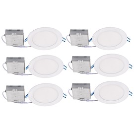 Topaz Lighting (Pack of 6) 77234 12W Slim 6" Dimmable Recessed Ceiling Downlight, 4000K, White, Easy to Install, Save Time and Money, Energy Efficient LED Lighting