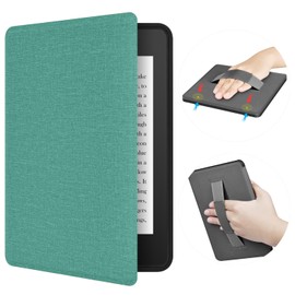 ERUNTO Case for 7" 12th Kindle Paperwhite, Signature Edition and Kindle Colorsoft. Fabric Texture TPU Case with Hand Strap, Double Sided Magnetic Shell with Wake/Sleep Function (Green)