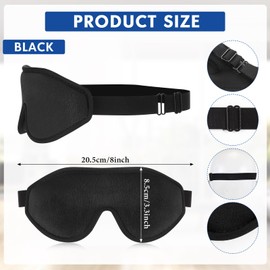 Coume 3D Sleep Mask for Kids Memory Foam Contoured Eye Mask with Blocking Light Memory Foam 3D Contoured Eye Mask with Adjustable Strap Blindfold Kids Eye Mask for Sleeping for Kids(Black)